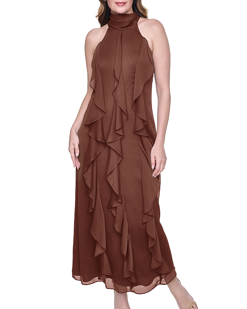 Eliza J Halter Cascade Ruffle Midi Dress
