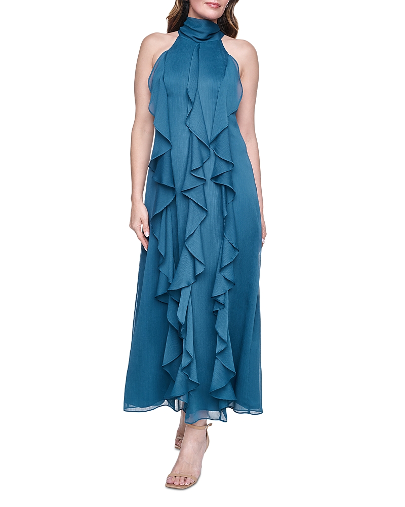 Eliza J Halter Cascade Ruffle Midi Dress
