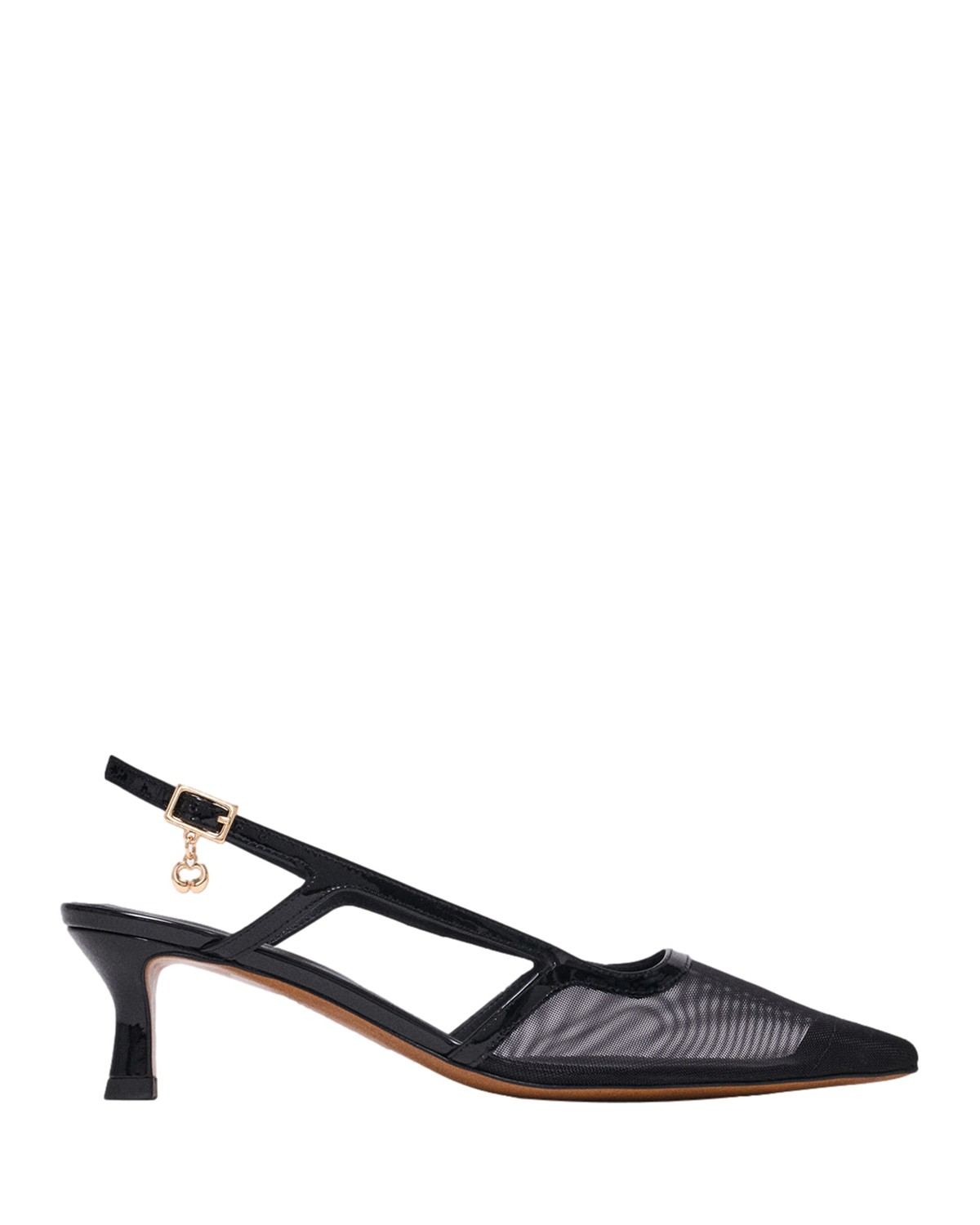 Leather Mesh Slingback Pumps