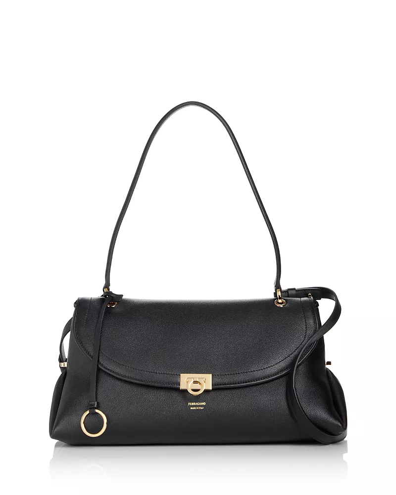 Ferragamo Gancini Leather Shoulder Bag