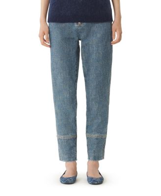  Blue Zipped Denim Pants