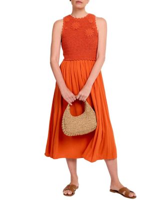  Women's Crochet Bodice Midi Dress
