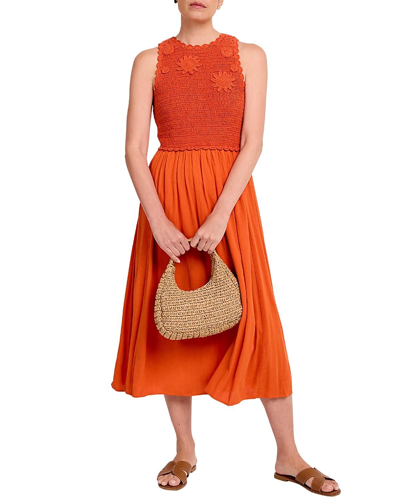 Mint Velvet Women's Crochet Bodice Midi Dress
