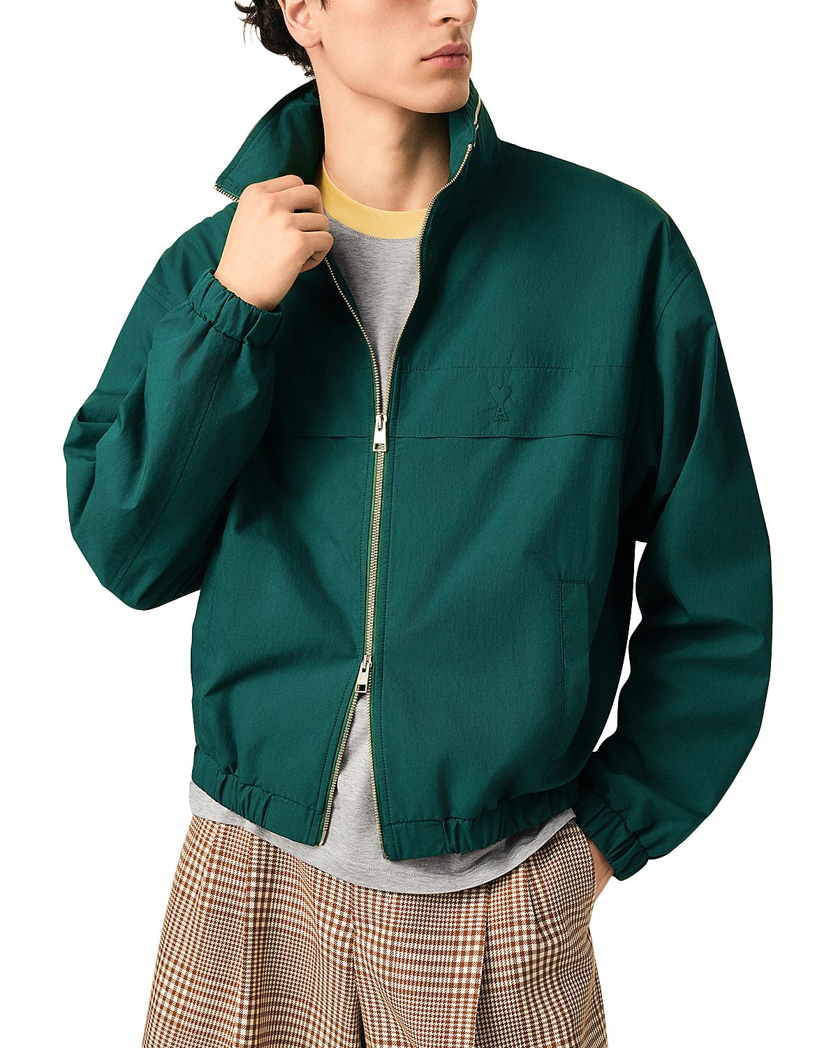 Ami Embossed Tennis Logo Zip Collar Windbreaker