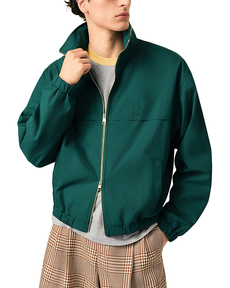Ami Embossed Tennis Logo Zip Collar Windbreaker