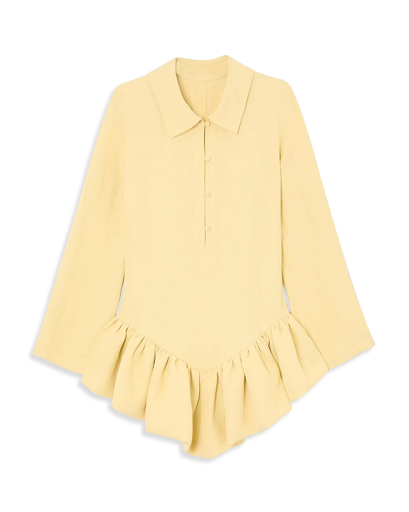 Liberowe Linen Peplum Polo Dress