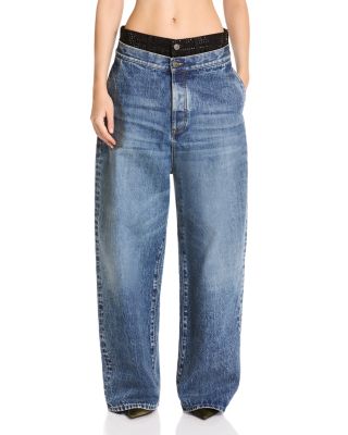 Layered Waist Wide Leg Jeans
