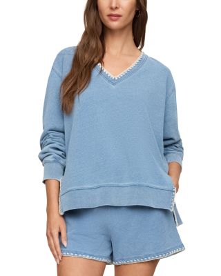 Cam Knit Denim Whipstitch Sweatshirt