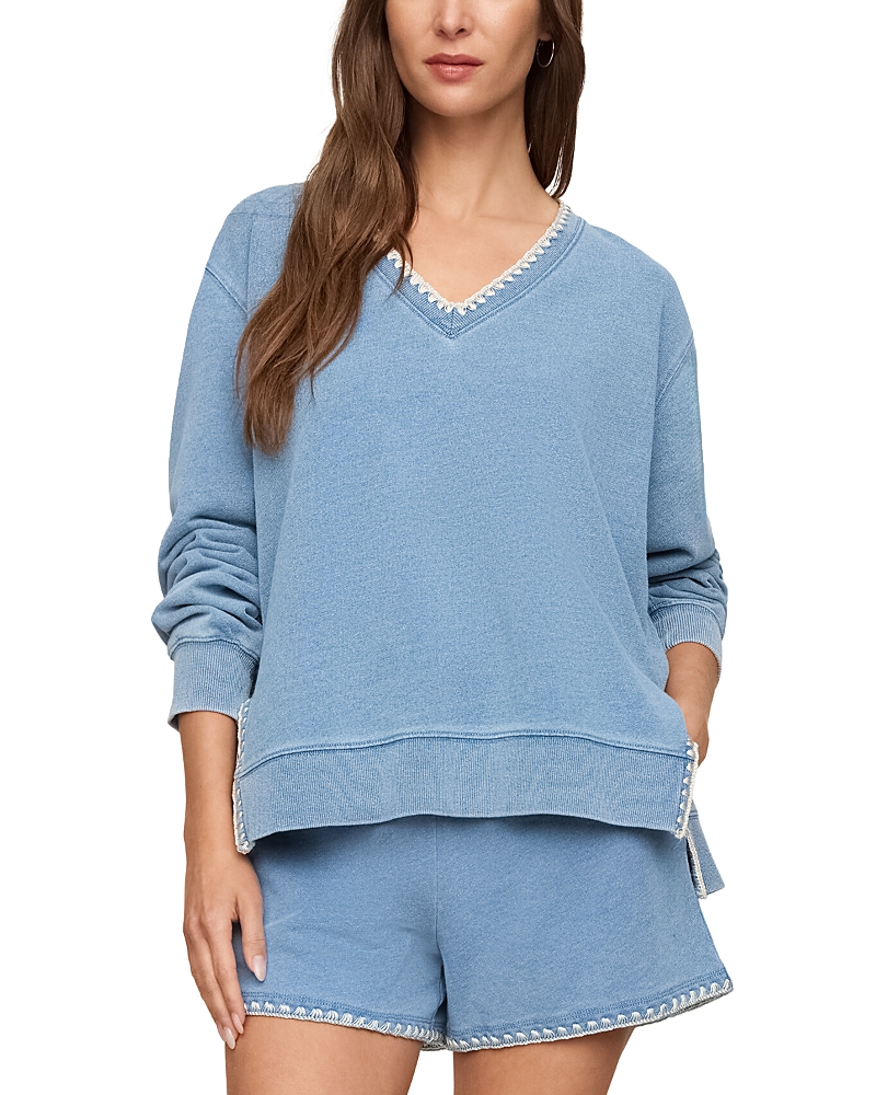 Z Supply Cam Knit Denim Whipstitch Sweatshirt