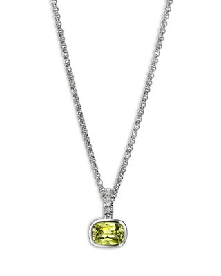 Sterling Silver Heishi Gemstone & Diamond Pendant Necklace, 16-18"