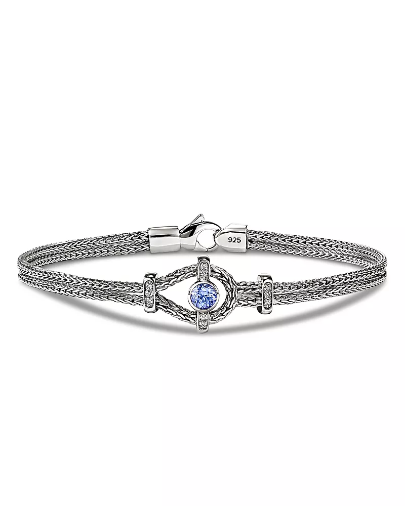 John Hardy Sterling Silver Icon Gemstone & Diamond Woven Link Bracelet