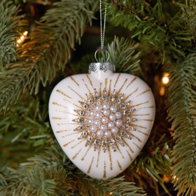 Alice + Olivia Faux Pearl Heart Ornament