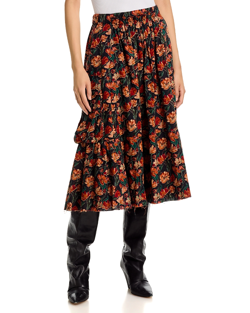 R13 Raw Hem Gathered Cargo Skirt