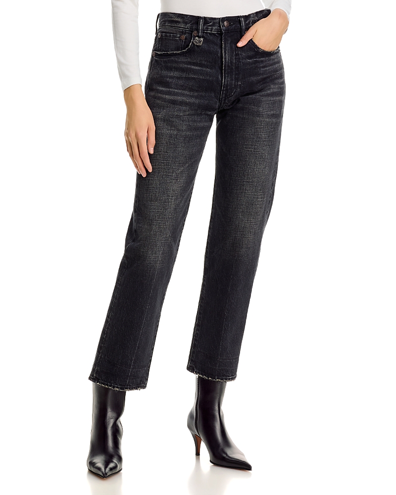 R13 Boyfriend High Rise Straight Jeans in Brixton Black