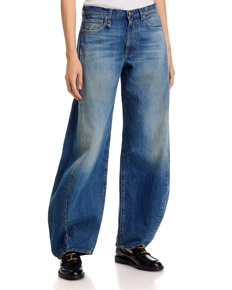 R13 Janine High Rise Balloon Jeans in Hackney Blue