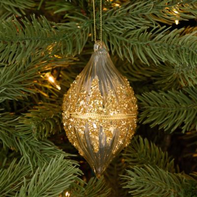 Caviar Kaspia Gold Glitter Finial Ornament