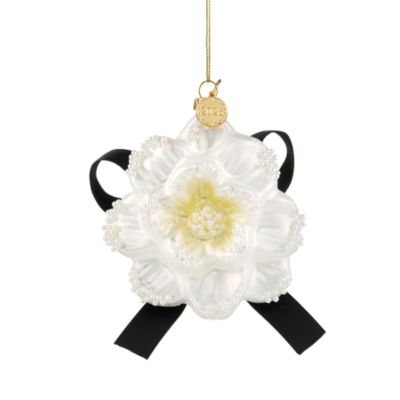 Alice + Olivia Glitter White Camellia Flower Ornament