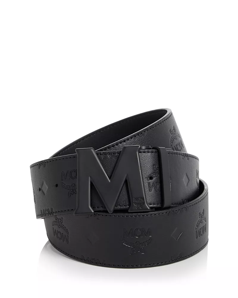 Mcm Men's Claus Emblem Reversible Leather Belt