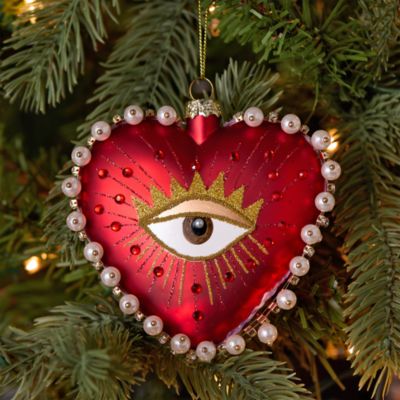 Alice + Olivia Red Evil Eye Heart Ornament