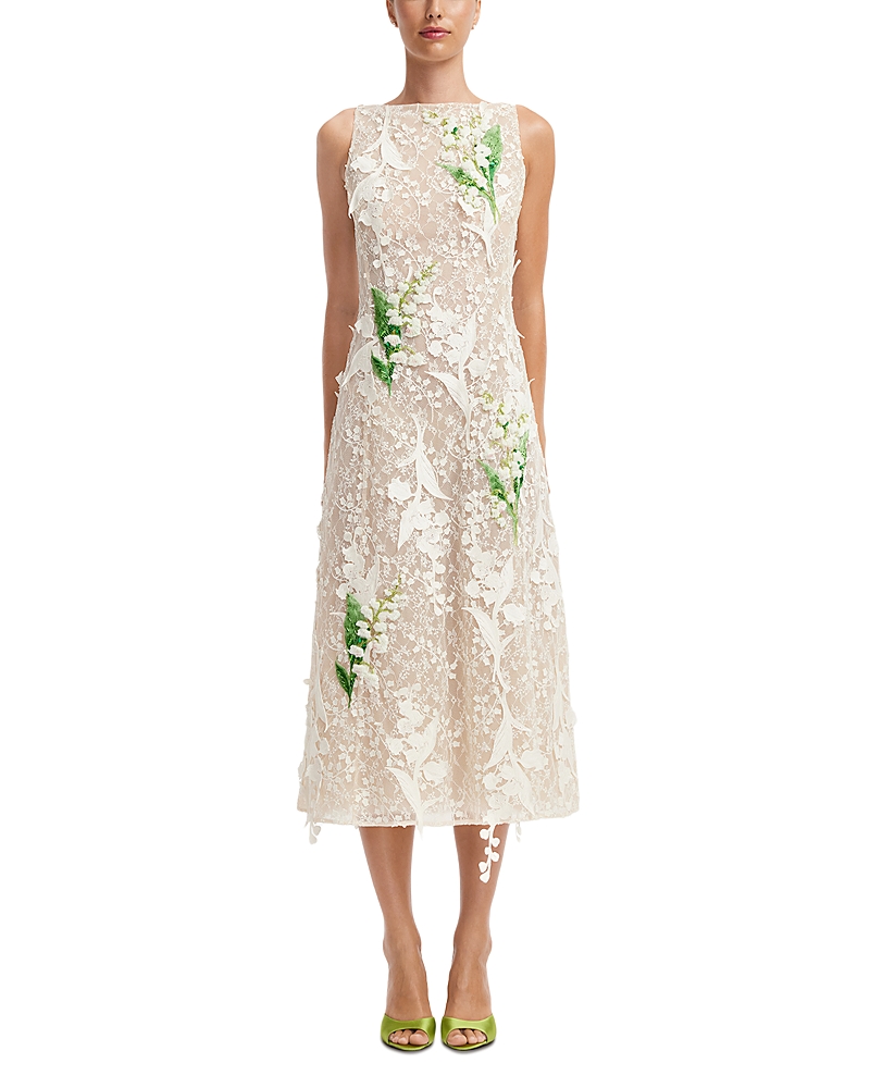 Leo Lin Cleo Embellished Lace Sleeveless Midi Dress