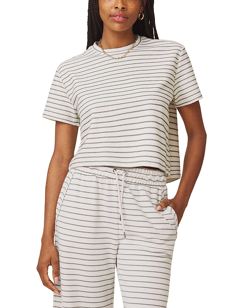 Splendid Kennedy Stripe Short Sleeve Sweatshirt
