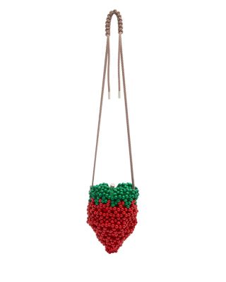 Wood Bead Strawberry Mini Bag