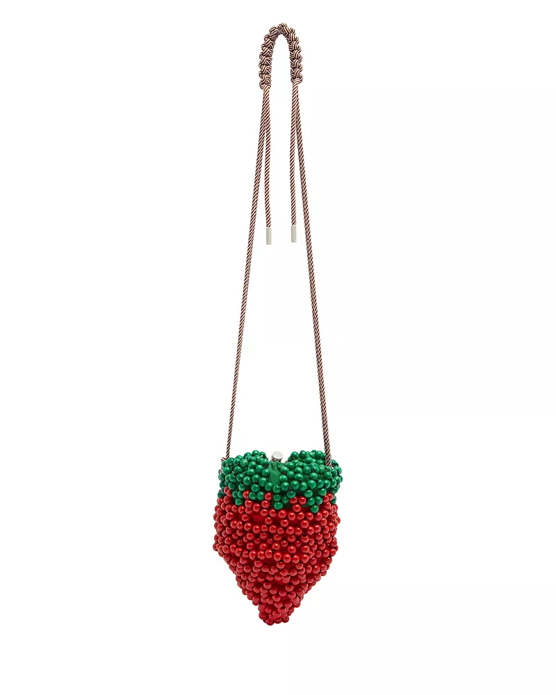 Alemais Wood Bead Strawberry Mini Bag
