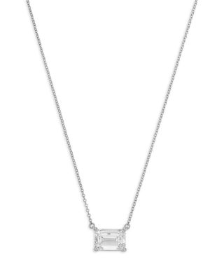 Luxe Collection Certified Lab Grown Diamond Emerald Cut Solitaire Pendant Necklace in 18K White Gold, 3.0 tcw
