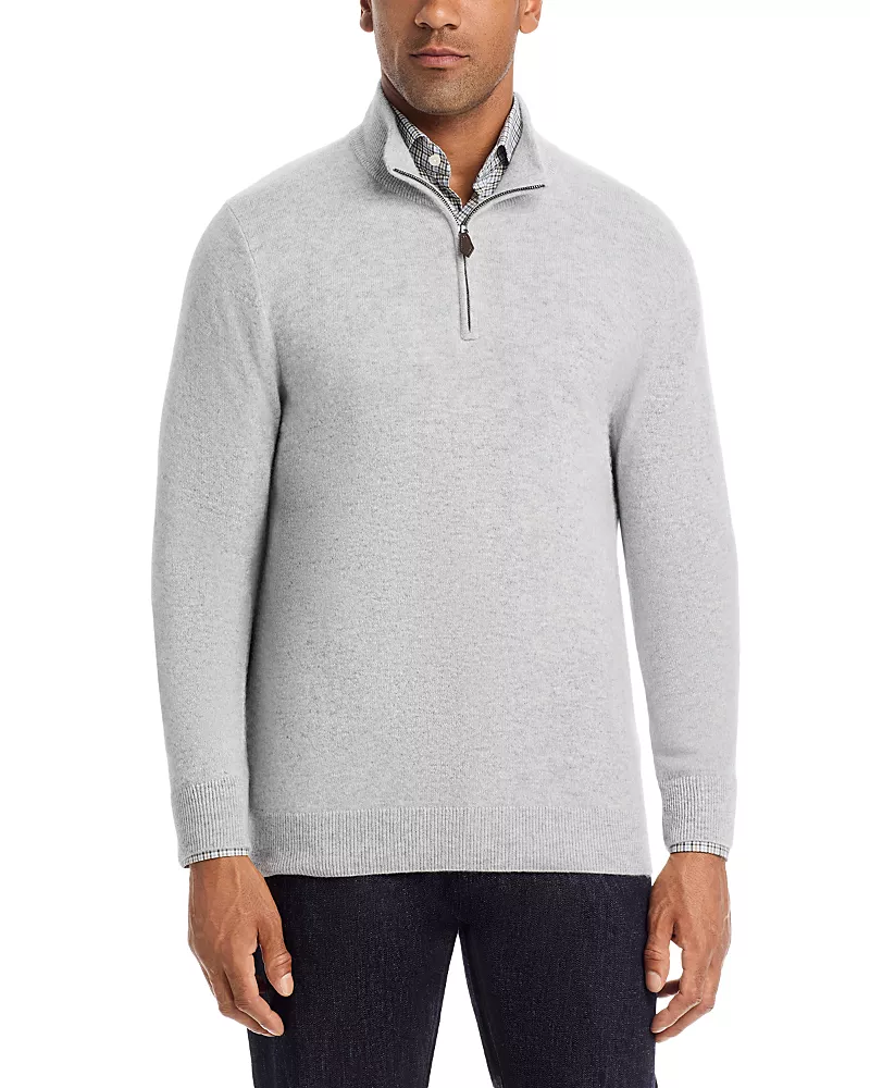 The Men's Store at Bloomingdale's Dove Gray Cashmere Half-Zip Sweater - Exclusive