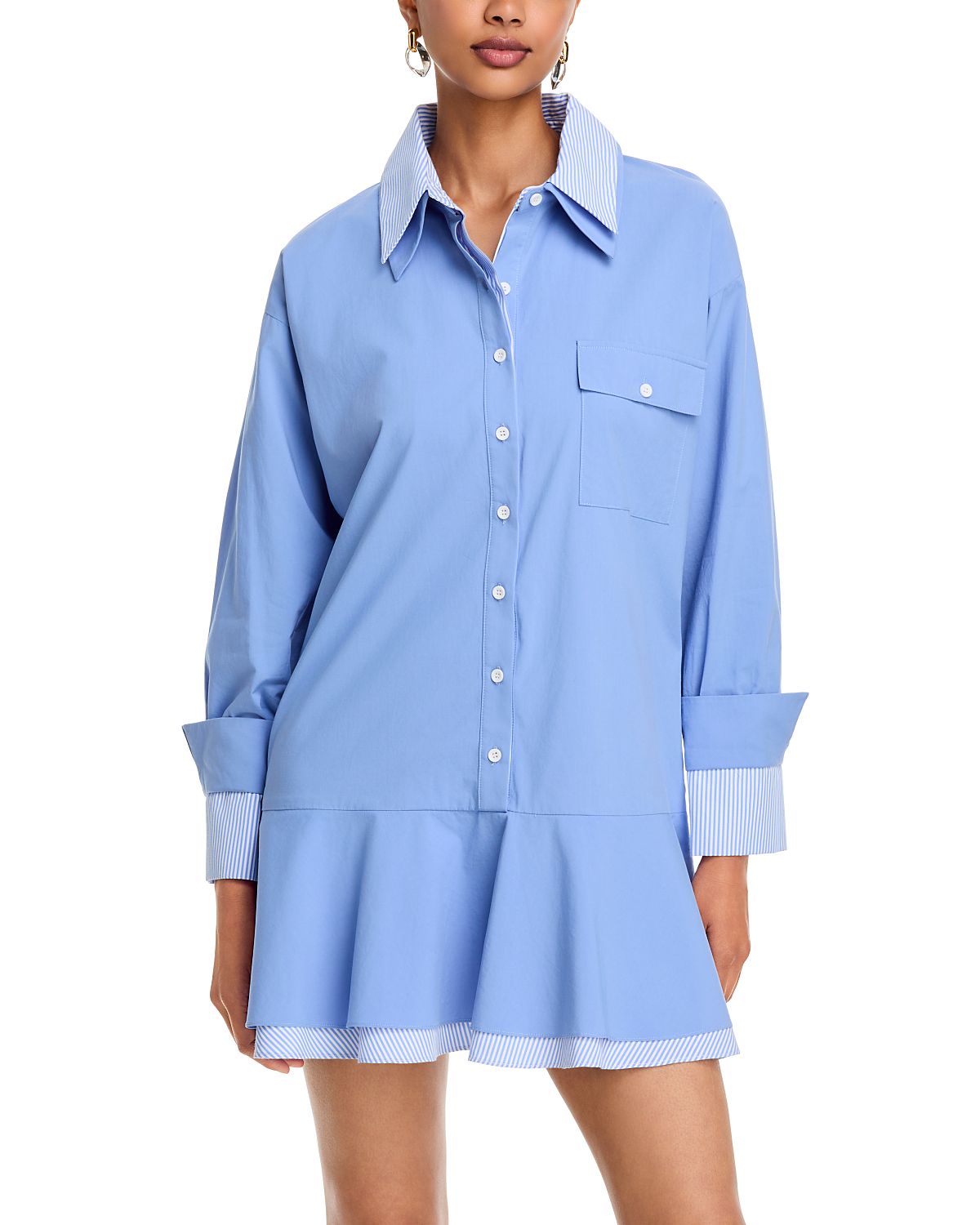 Aqua Double Layer Mini Shirt Dress