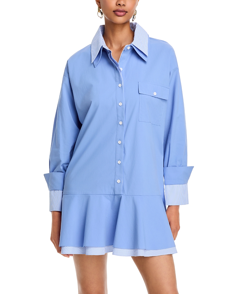 Aqua Double Layer Mini Shirt Dress