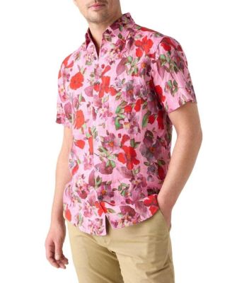 Robert Talbott Morgan Printed Floral Linen Short Sleeve Shirt