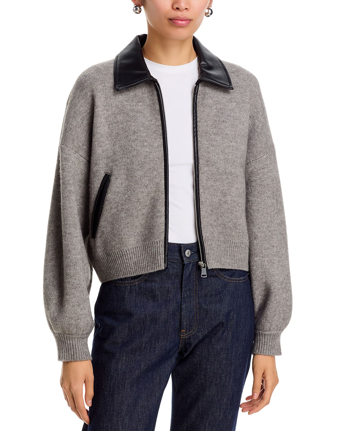 Blanknyc Faux Leather Knit Mixed Media Sweater