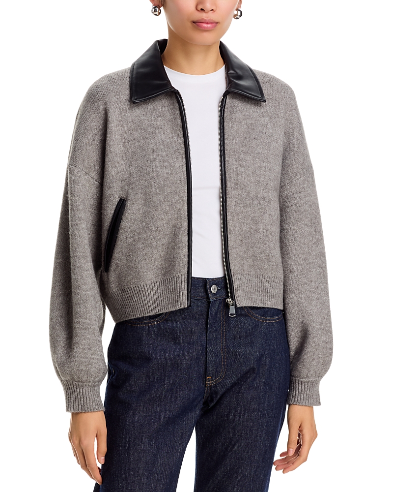 Blanknyc Faux Leather Knit Mixed Media Sweater