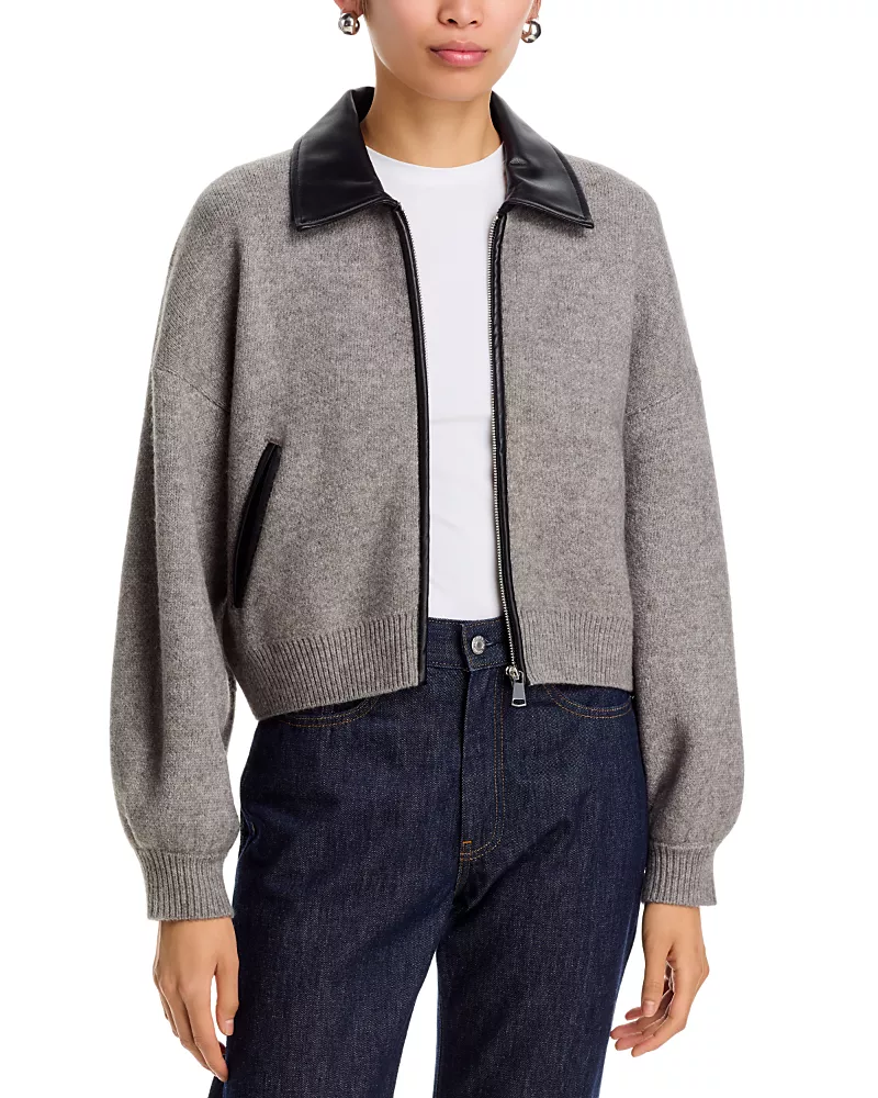 Blanknyc Faux Leather Knit Mixed Media Sweater