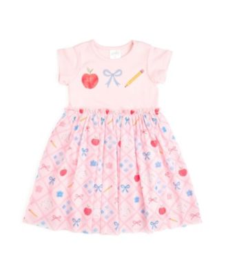  Girls' Back To School Trellis Short Sleeve Tutu Dress - Little Kid, Big Kid