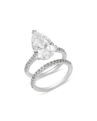 Luxe Collection Certified Lab Grown Diamond Pear Bridal Set in 18K White Gold, 5.5 tcw