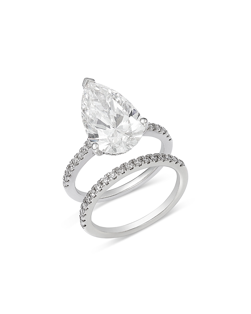 Bloomingdale's Fine Collection Luxe Collection Certified Lab Grown Diamond Pear Bridal Set in 18K White Gold, 5.5 tcw