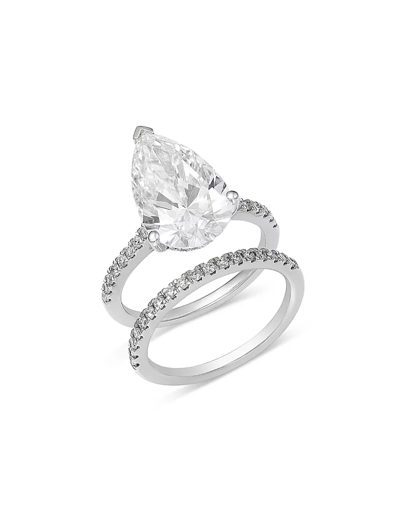 Bloomingdale's Fine Collection Luxe Collection Certified Lab Grown Diamond Pear Bridal Set in 18K White Gold, 5.5 tcw