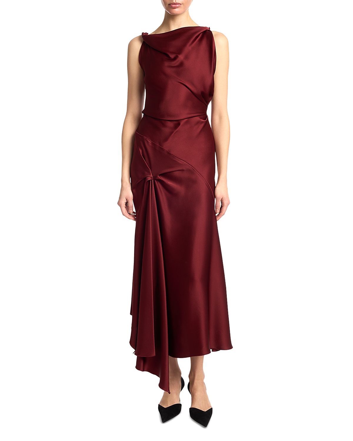 Victoria Beckham Asymmetric Draped Midi Dress