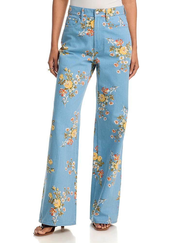 Veronica Beard Taylor High Rise Wide Leg Jeans in Garden Bouquet