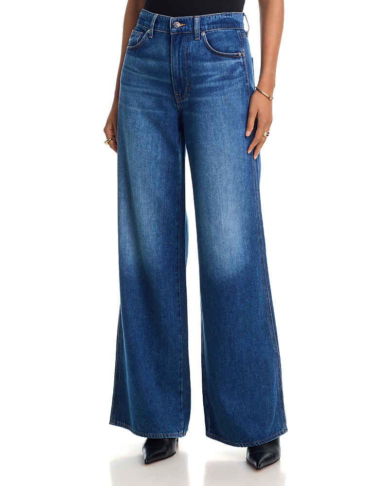 Veronica Beard Kasey Mid Rise Wide Leg Jeans in Bright Blue