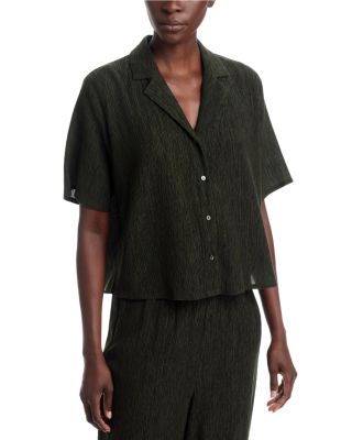 Crinkled Button Front Shirt