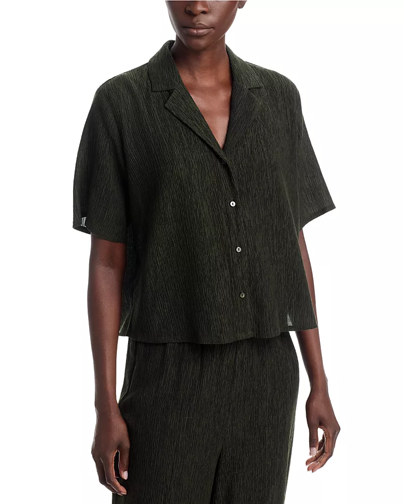 Eileen Fisher Crinkled Button Front Shirt
