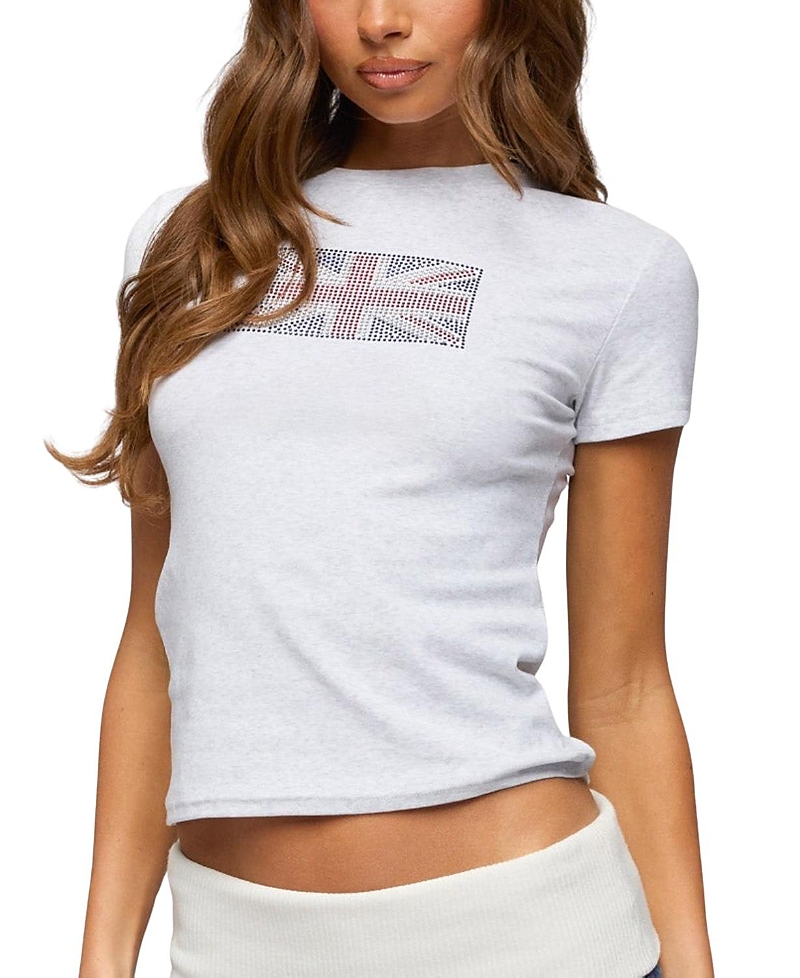 Edikted Uk Girl Rhinestone T Shirt