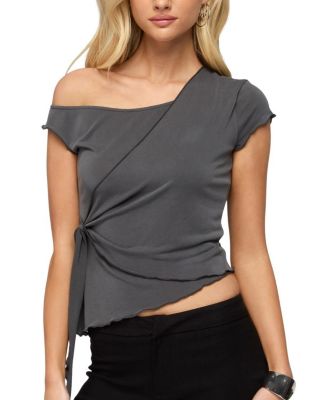 Asymmetric Off Shoulder Wrap Top
