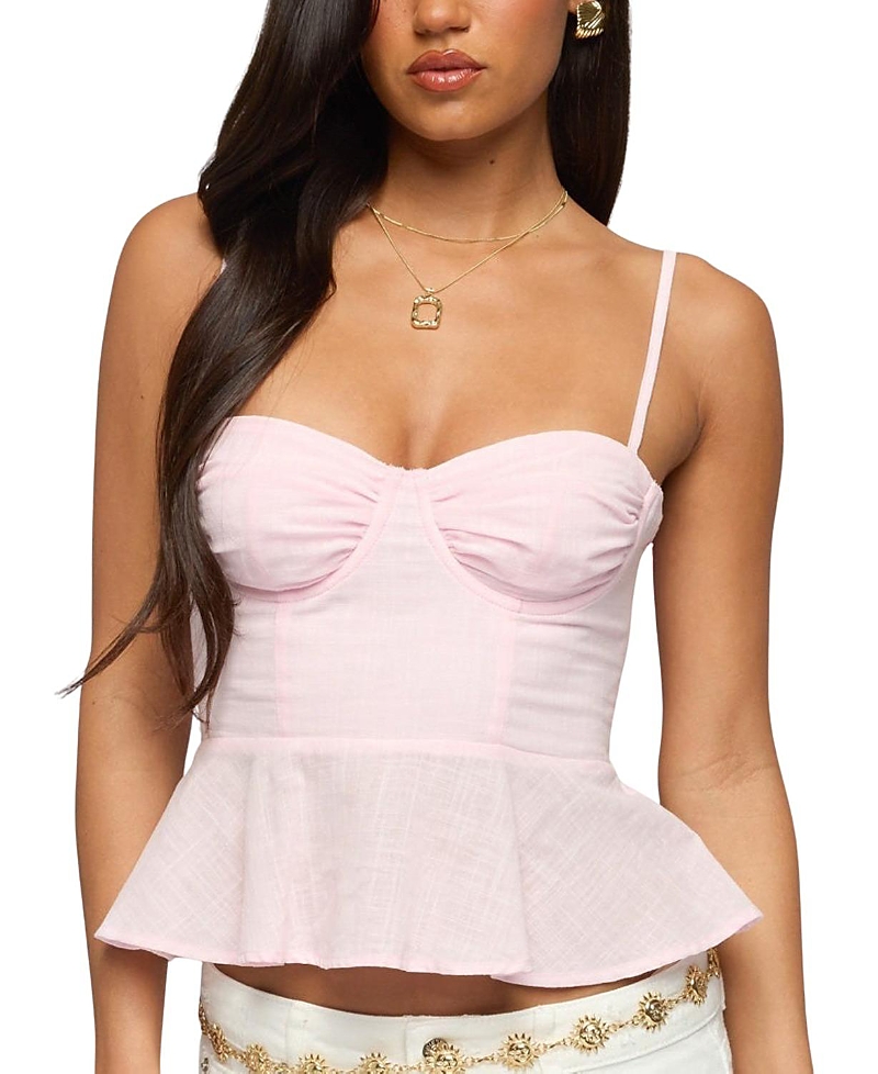 Edikted Peplum Linen Look Tank Top