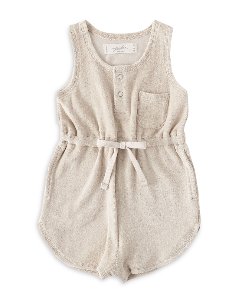 Pehr Unisex Classic Terry Drawstring Romper - Baby In Neutral