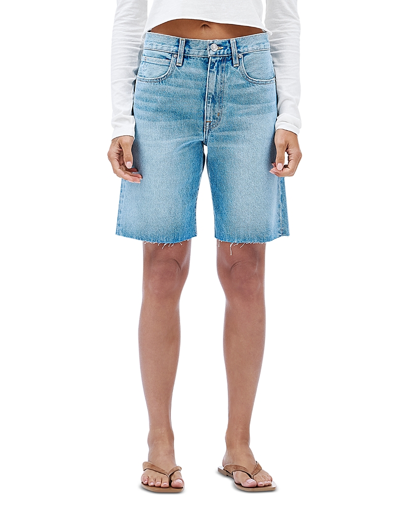 Slvrlake High Rise Bermuda Cut Off Jean Shorts in Hillhurst
