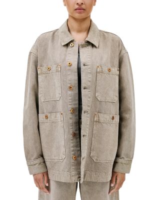 Oversized Denim Worker Jacket in Driftwood